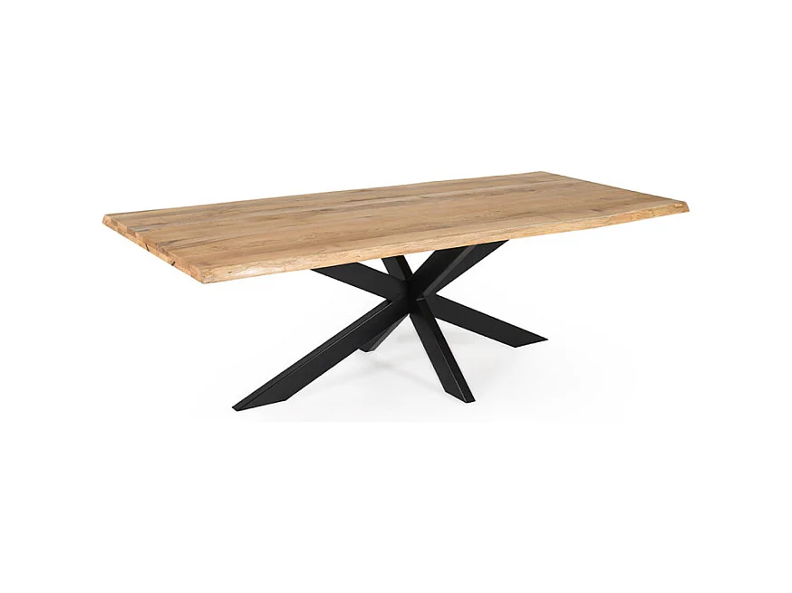 Table 220 x 100 cm bois de chêne et pied croix en métal noir - OTTAWA