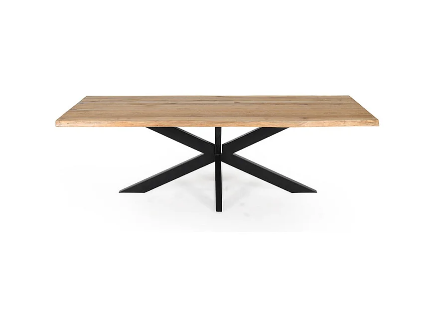 Table 220 x 100 cm bois de chêne et pied croix en métal noir - OTTAWA