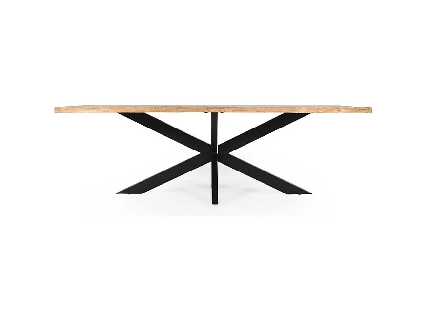 Table 220 x 100 cm bois de chêne et pied croix en métal noir - OTTAWA