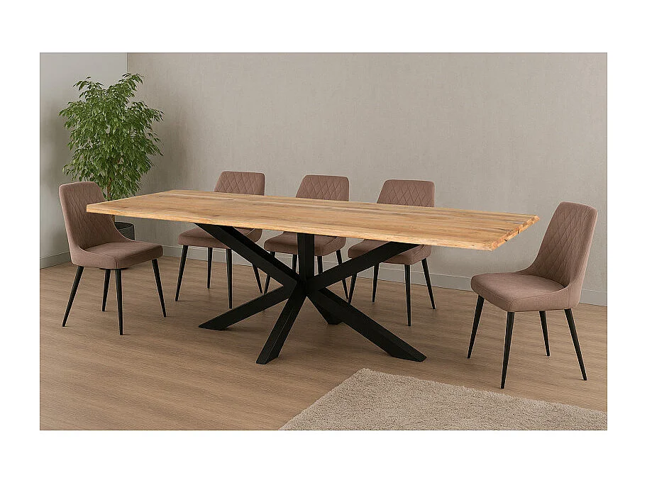 Table 220 x 100 cm bois de chêne et pied croix en métal noir - OTTAWA