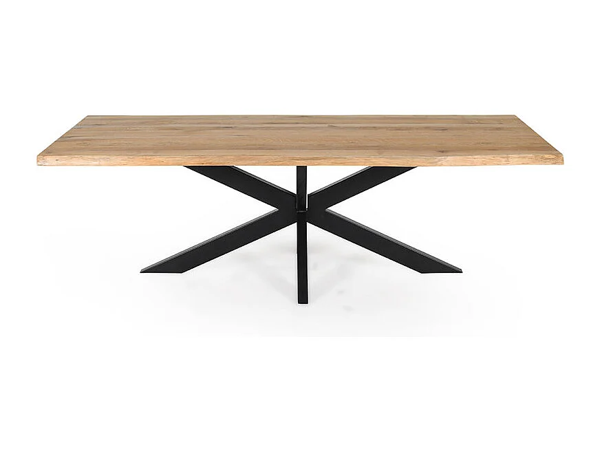 Table 220 x 100 cm bois de chêne et pied croix en métal noir - OTTAWA