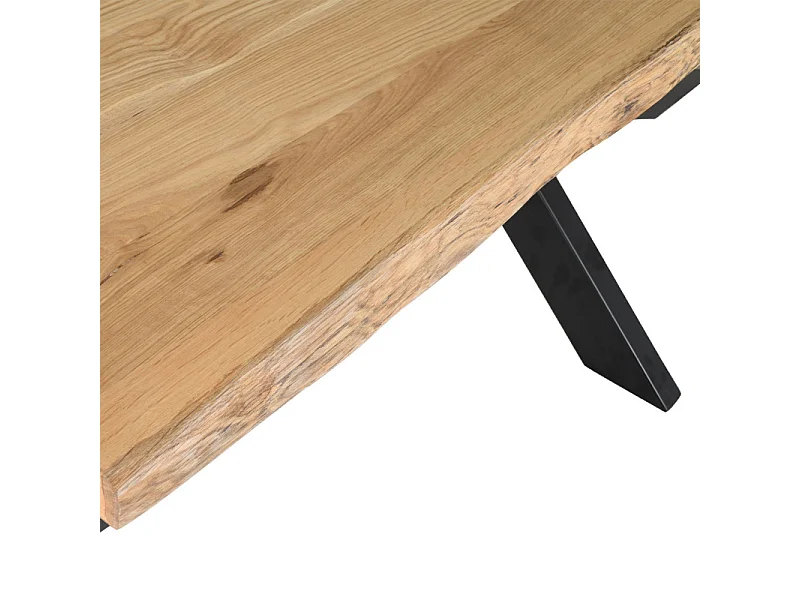 Table 220 x 100 cm bois de chêne et pied croix en métal noir - OTTAWA