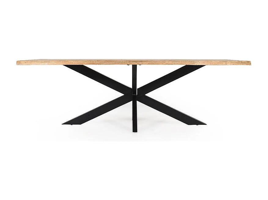 Table 220 x 100 cm bois de chêne et pied croix en métal noir - OTTAWA