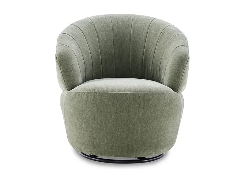 Fauteuil rond pivotant 360° tissu doux microfibre vert – COROLLA