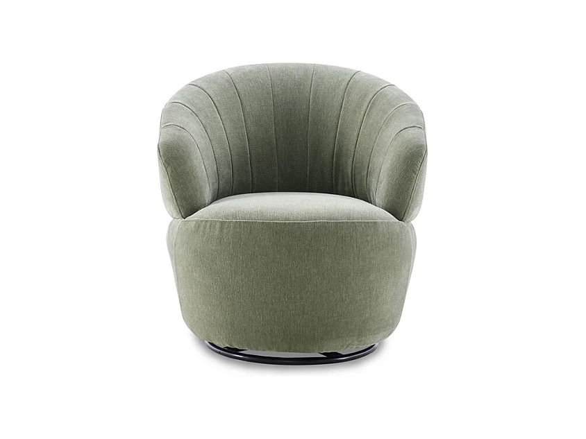Fauteuil rond pivotant 360° tissu doux microfibre vert – COROLLA