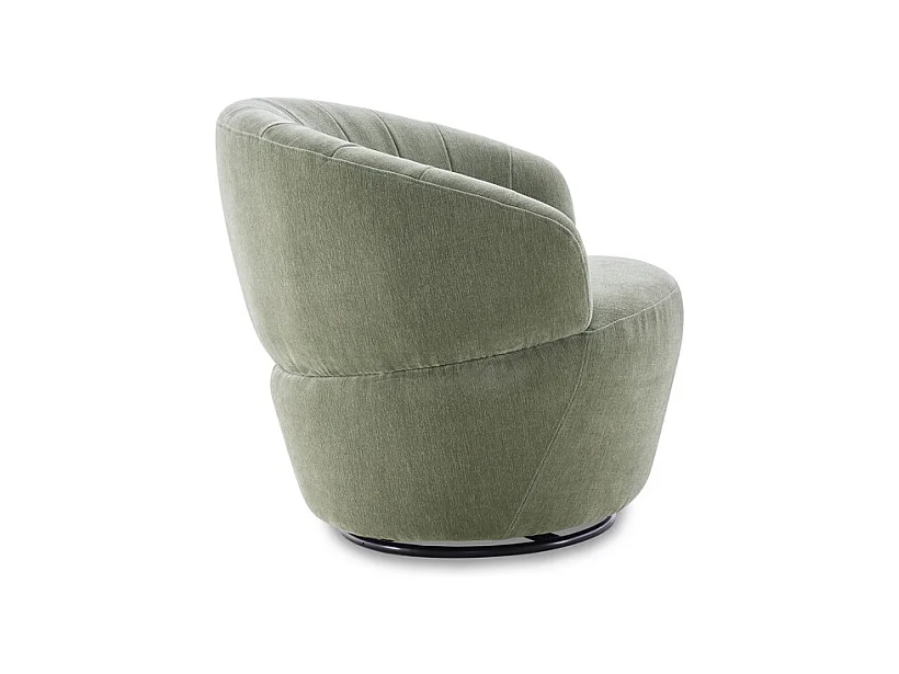 Fauteuil rond pivotant 360° tissu doux microfibre vert – COROLLA