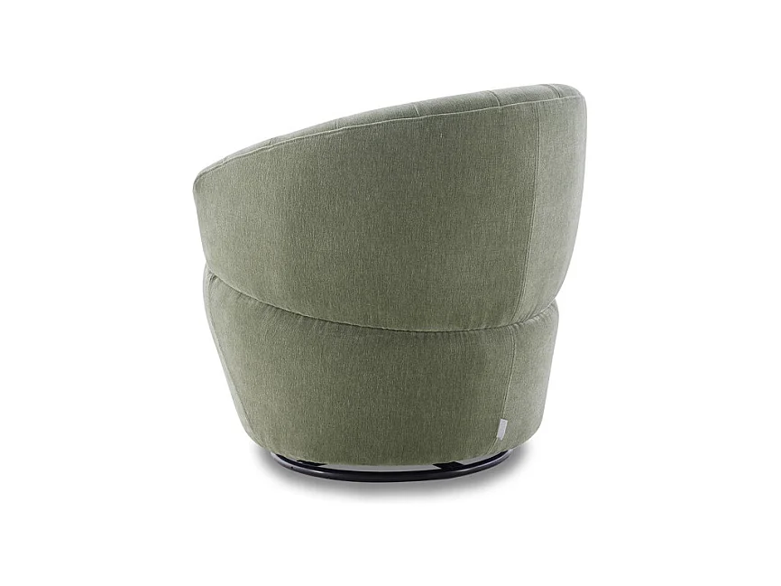 Fauteuil rond pivotant 360° tissu doux microfibre vert – COROLLA