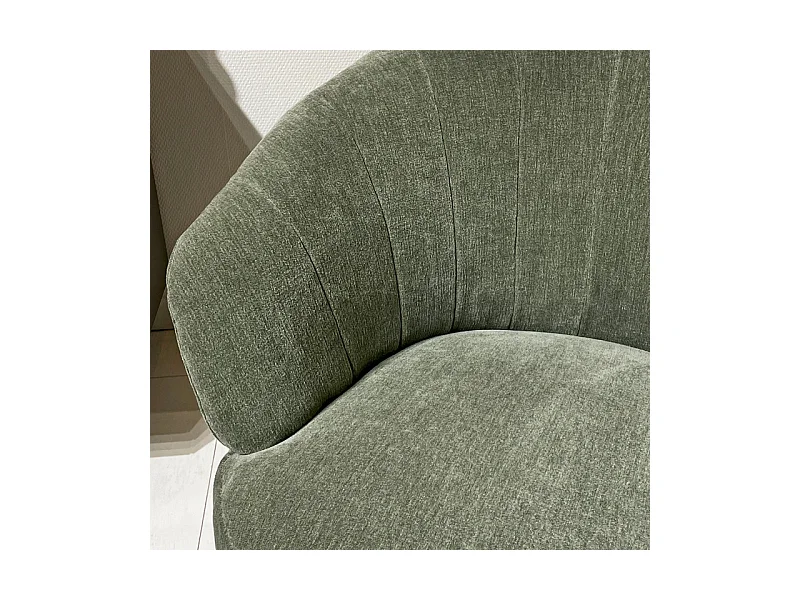 Fauteuil rond pivotant 360° tissu doux microfibre vert – COROLLA