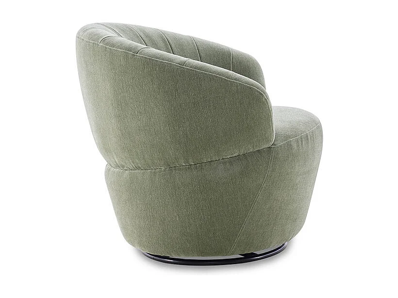 Fauteuil rond pivotant 360° tissu doux microfibre vert – COROLLA