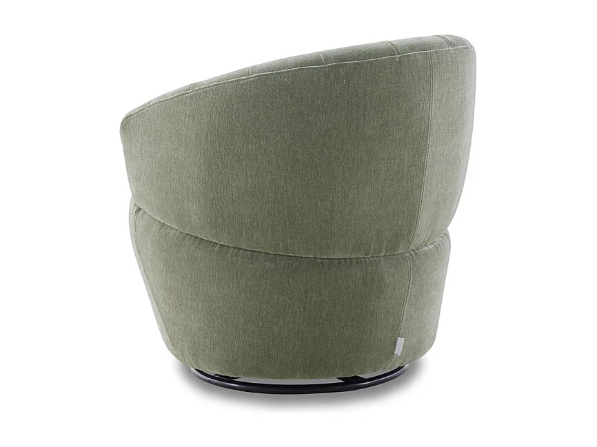 Fauteuil rond pivotant 360° tissu doux microfibre vert – COROLLA