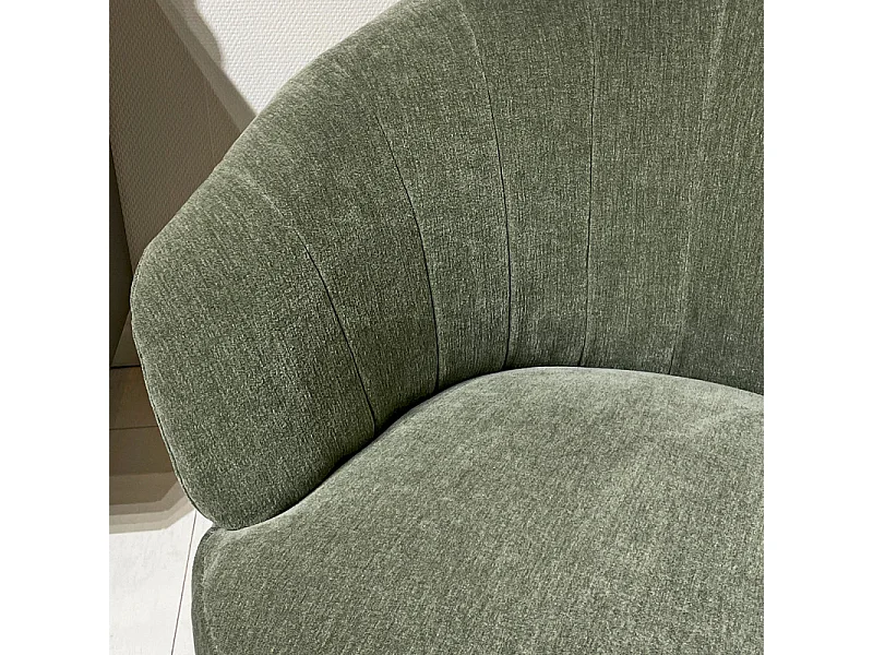 Fauteuil rond pivotant 360° tissu doux microfibre vert – COROLLA
