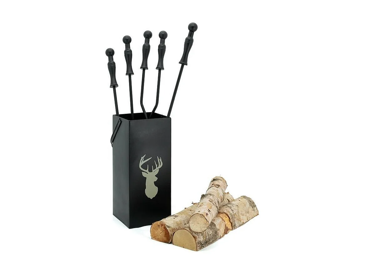 Serviteur de cheminée moderne 4 accessoires Cerf