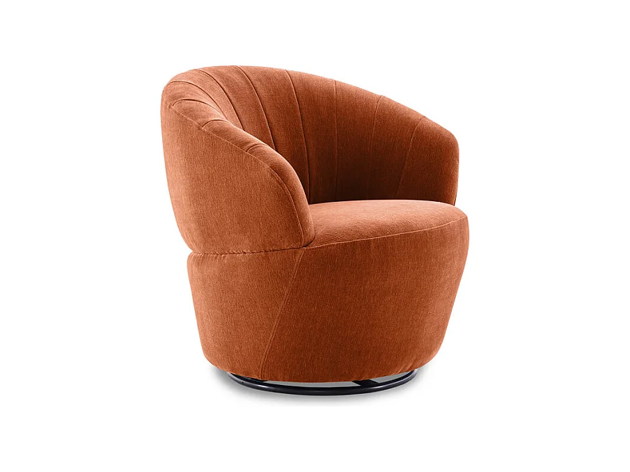 Fauteuil rond pivotant 360° tissu microfibre terracotta – COROLLA