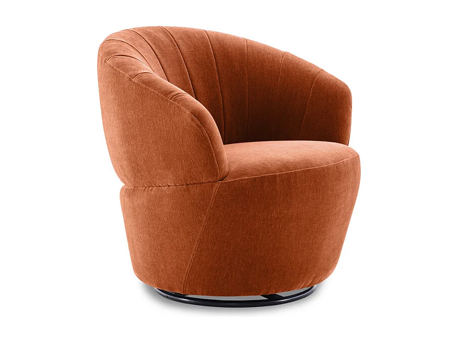 Fauteuil rond pivotant 360° tissu microfibre terracotta – COROLLA