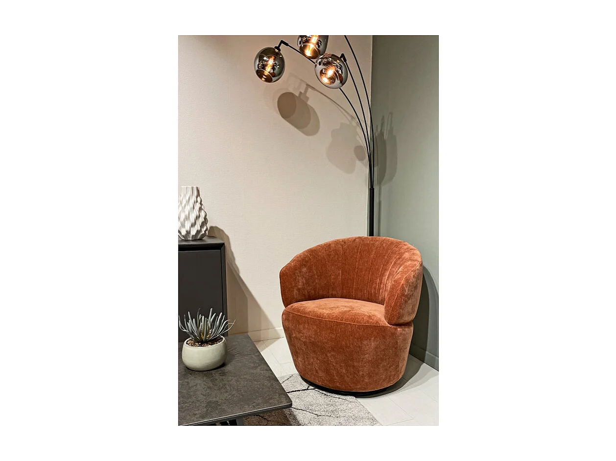 Fauteuil rond pivotant 360° tissu microfibre terracotta – COROLLA
