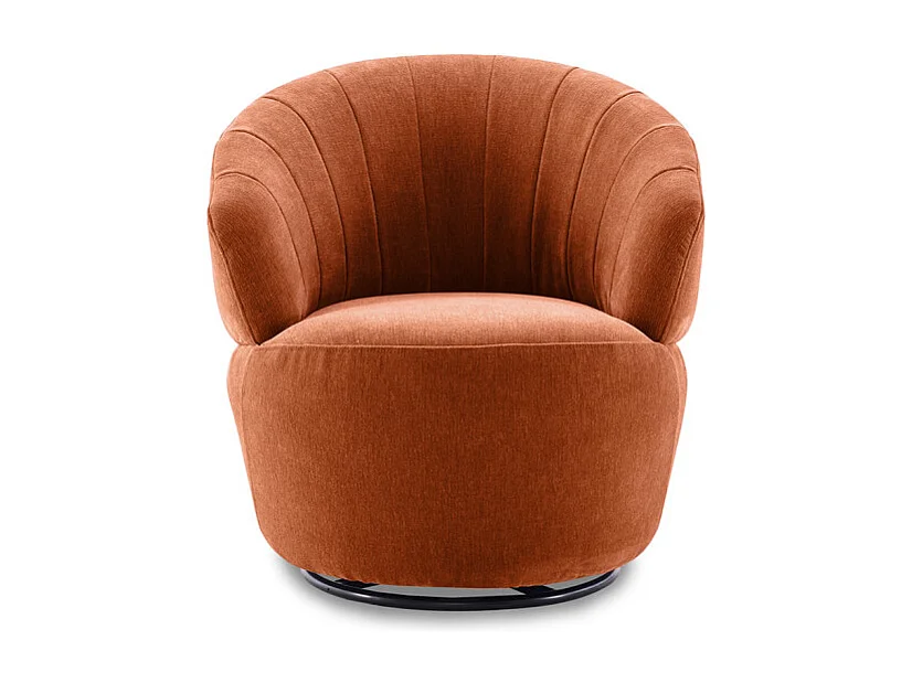 Fauteuil rond pivotant 360° tissu microfibre terracotta – COROLLA