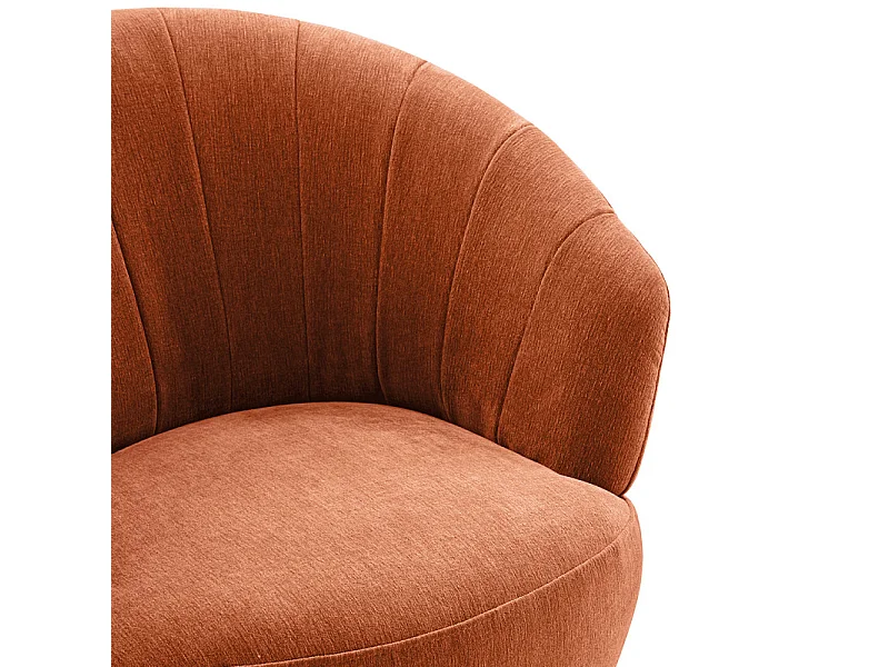 Fauteuil rond pivotant 360° tissu microfibre terracotta – COROLLA
