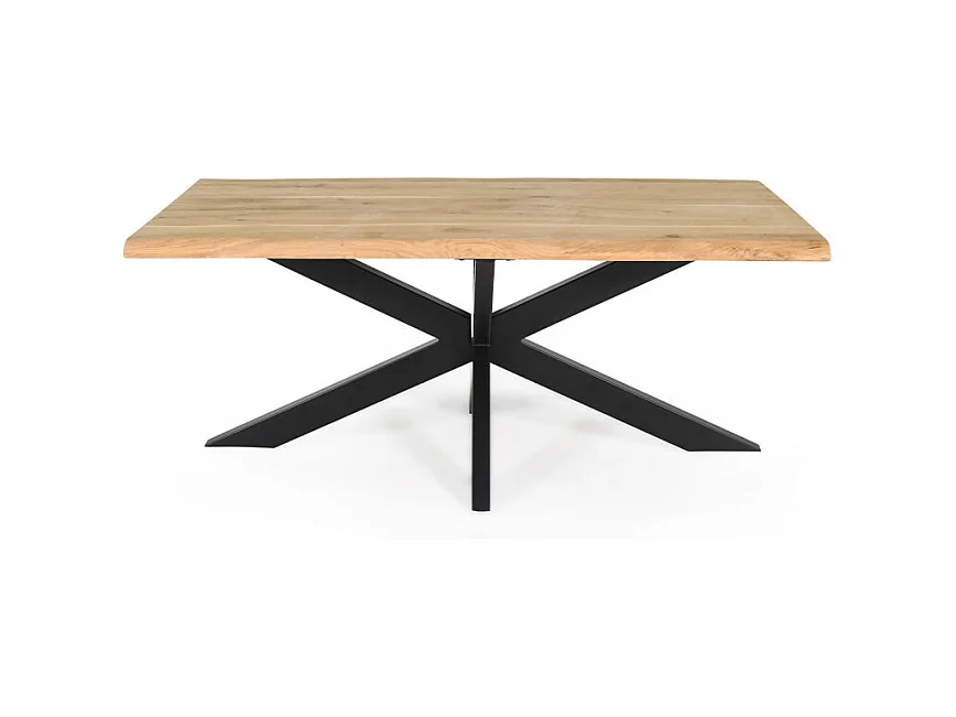 Table 180 x 90 cm bois de chêne et pied croix en métal noir - OTTAWA