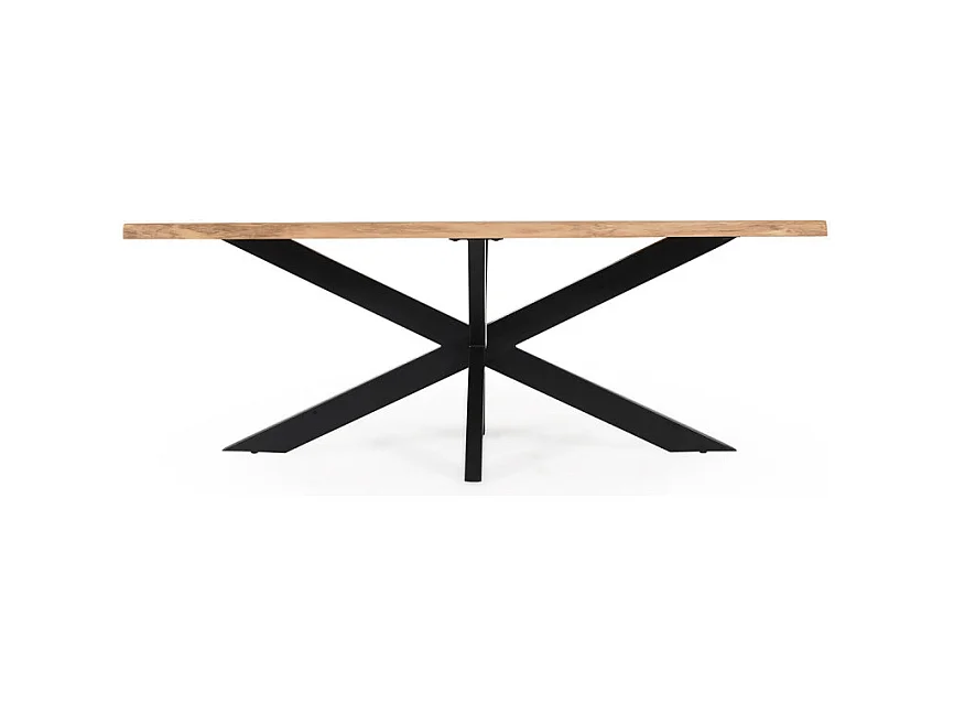 Table 180 x 90 cm bois de chêne et pied croix en métal noir - OTTAWA