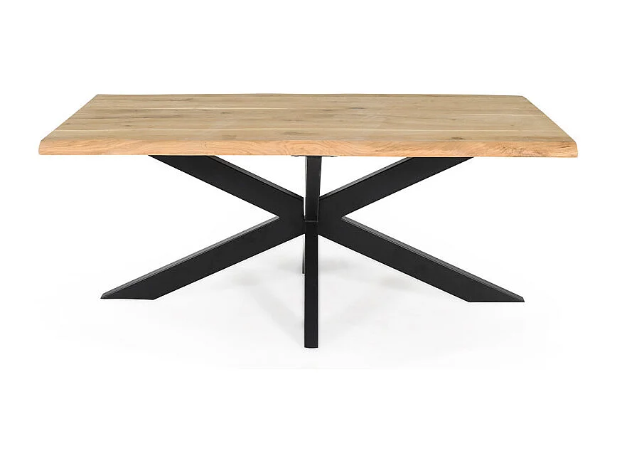 Table 180 x 90 cm bois de chêne et pied croix en métal noir - OTTAWA