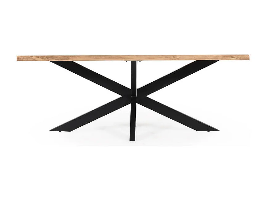 Table 180 x 90 cm bois de chêne et pied croix en métal noir - OTTAWA