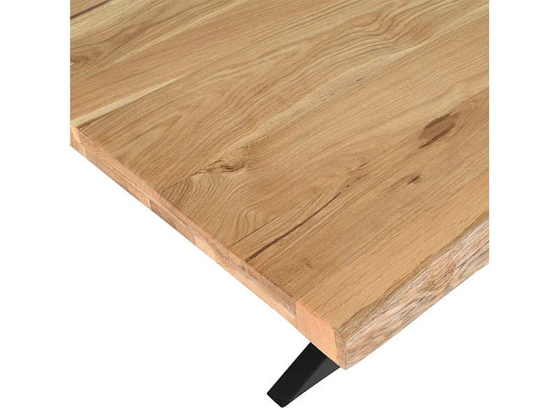 Table 180 x 90 cm bois de chêne et pied croix en métal noir - OTTAWA