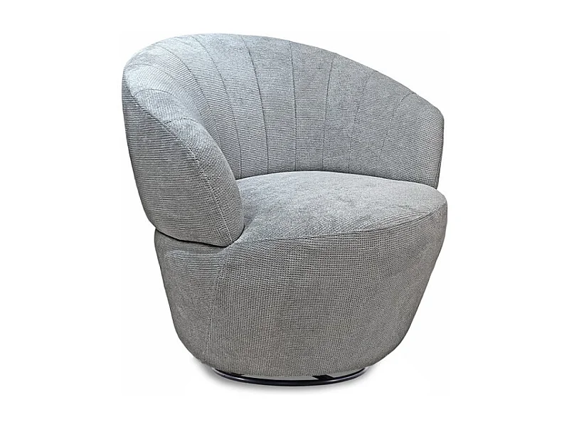Fauteuil rond pivotant 360° tissu chenille doux gris – COROLLA