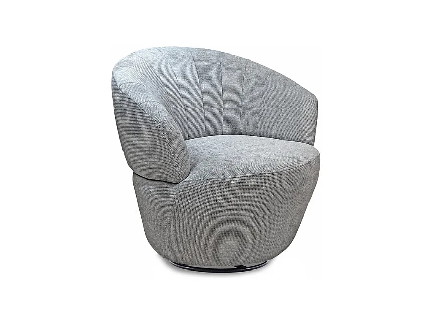 Fauteuil rond pivotant 360° tissu chenille doux gris – COROLLA