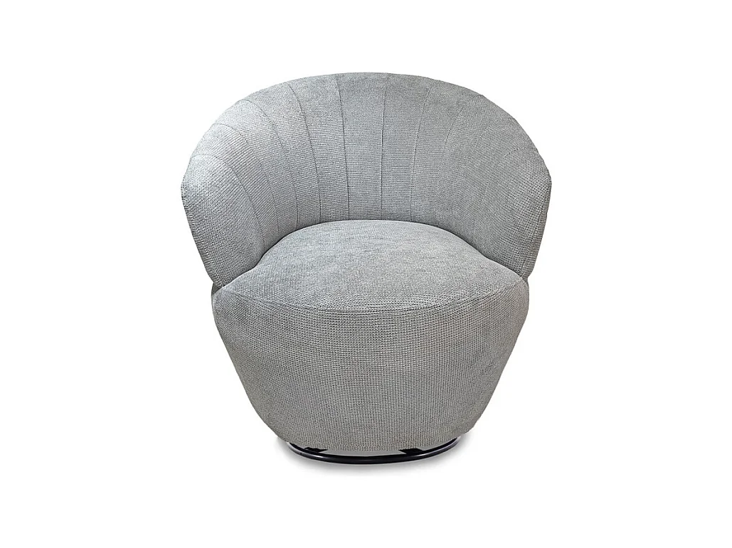 Fauteuil rond pivotant 360° tissu chenille doux gris – COROLLA