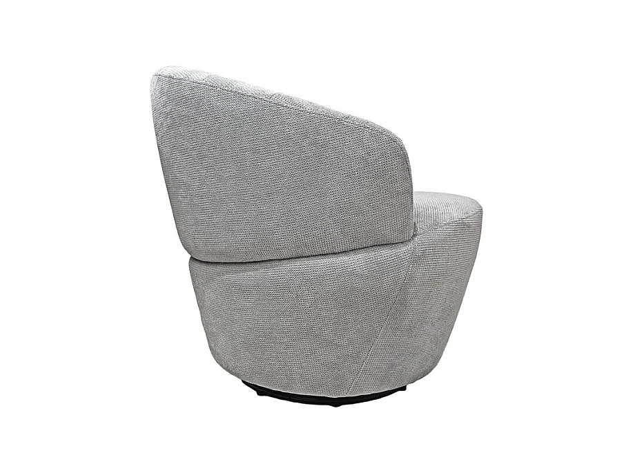 Fauteuil rond pivotant 360° tissu chenille doux gris – COROLLA