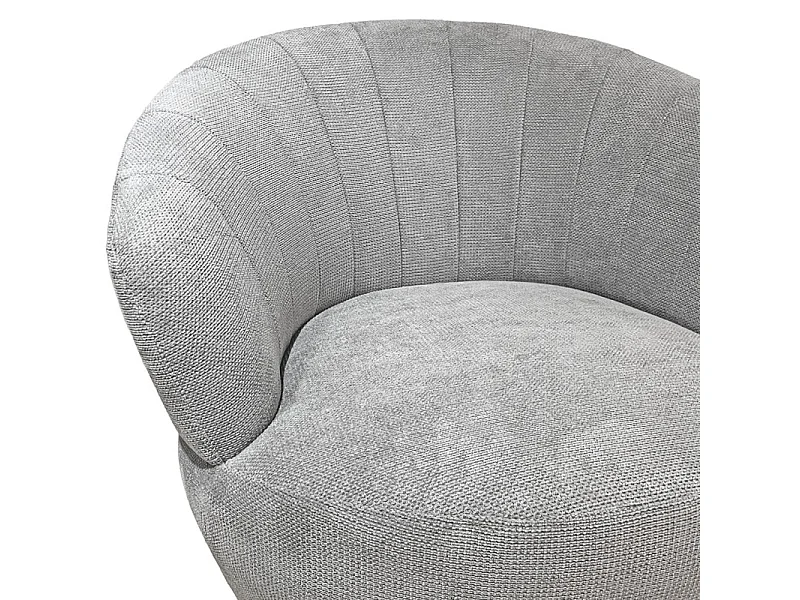 Fauteuil rond pivotant 360° tissu chenille doux gris – COROLLA