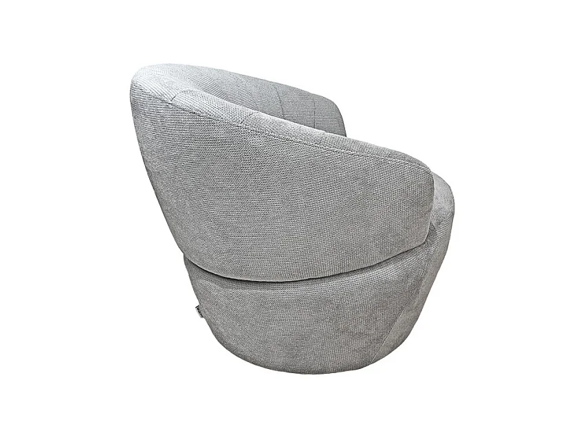 Fauteuil rond pivotant 360° tissu chenille doux gris – COROLLA