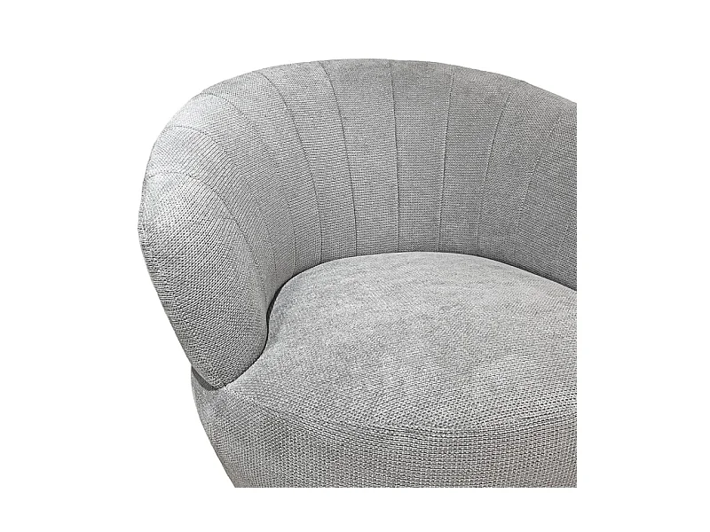 Fauteuil rond pivotant 360° tissu chenille doux gris – COROLLA