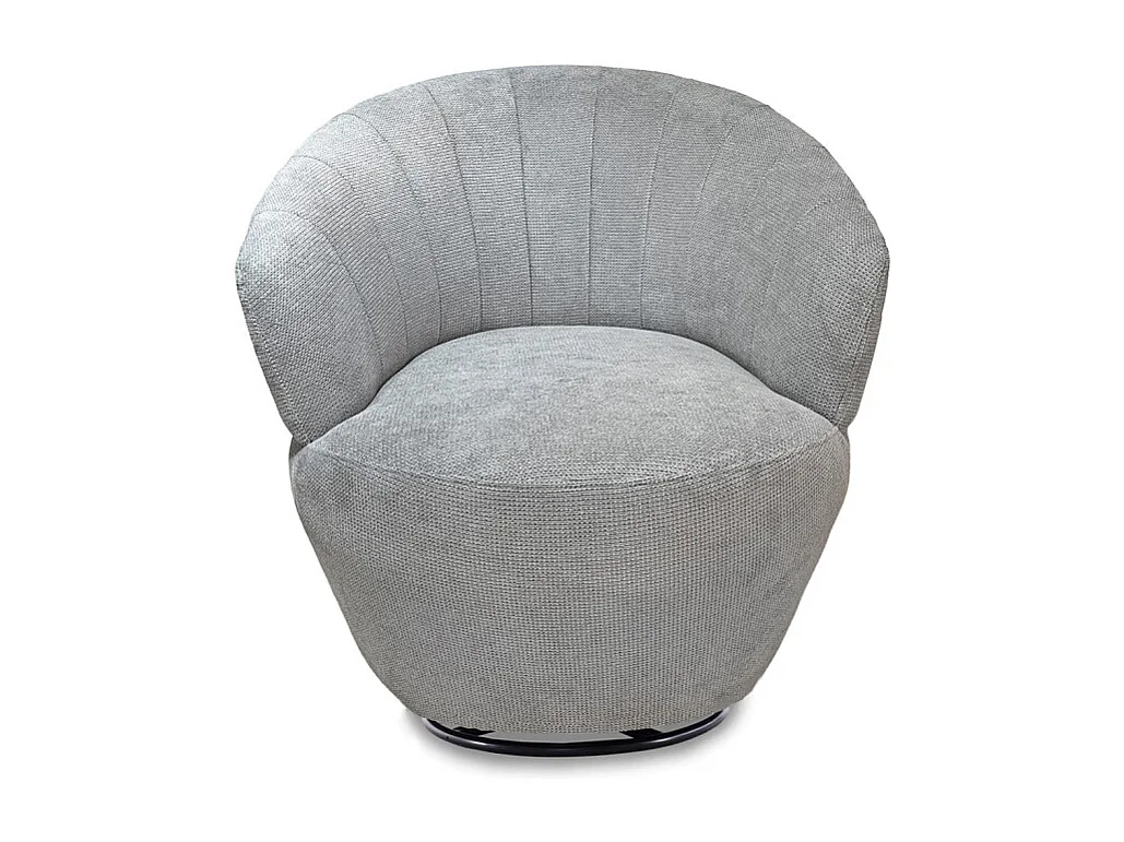 Fauteuil rond pivotant 360° tissu chenille doux gris – COROLLA
