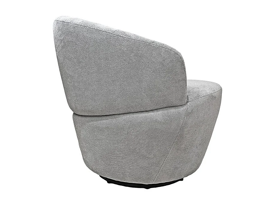 Fauteuil rond pivotant 360° tissu chenille doux gris – COROLLA