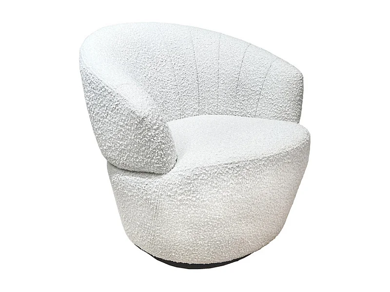 Fauteuil rond pivotant 360° tissu bouclette écru – COROLLA