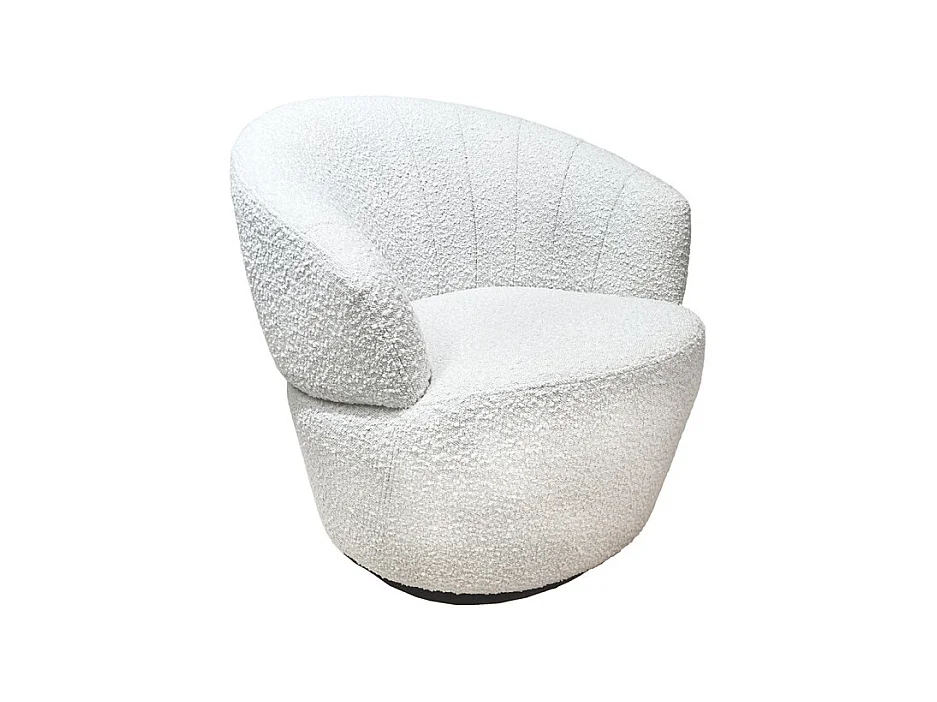 Fauteuil rond pivotant 360° tissu bouclette écru – COROLLA