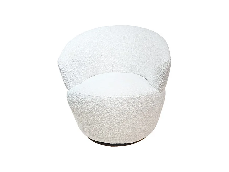 Fauteuil rond pivotant 360° tissu bouclette écru – COROLLA