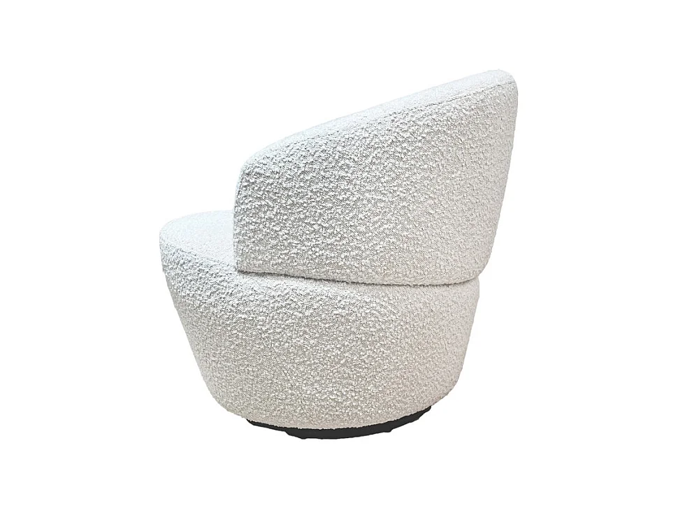 Fauteuil rond pivotant 360° tissu bouclette écru – COROLLA