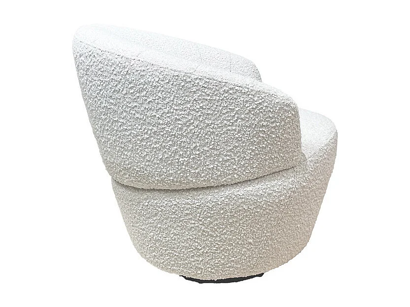 Fauteuil rond pivotant 360° tissu bouclette écru – COROLLA