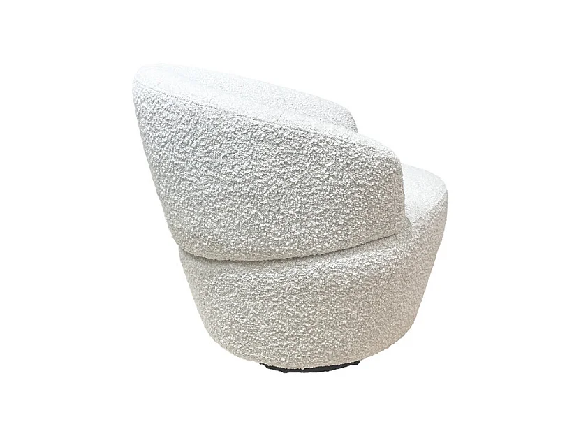 Fauteuil rond pivotant 360° tissu bouclette écru – COROLLA