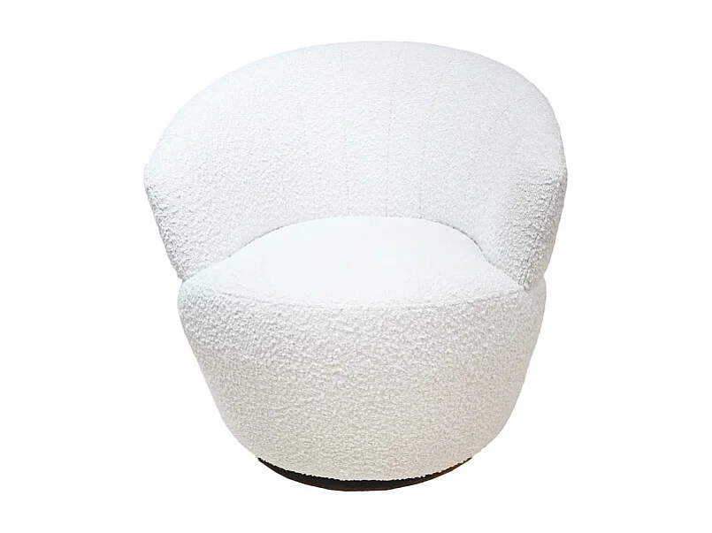 Fauteuil rond pivotant 360° tissu bouclette écru – COROLLA