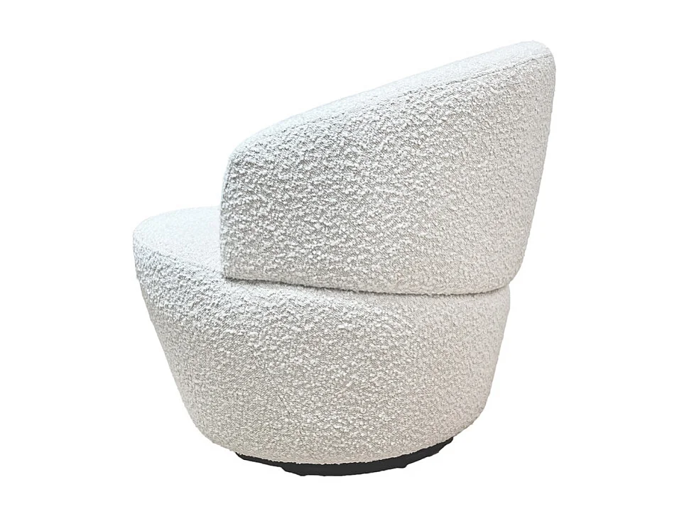 Fauteuil rond pivotant 360° tissu bouclette écru – COROLLA