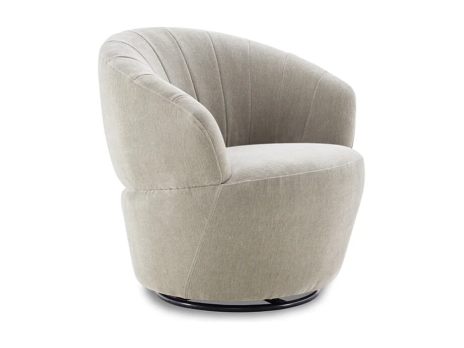 Fauteuil rond pivotant 360° tissu doux microfibre taupe – COROLLA