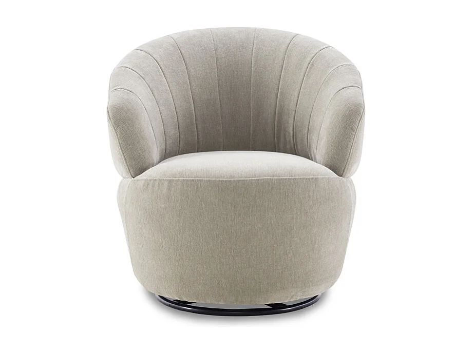Fauteuil rond pivotant 360° tissu doux microfibre taupe – COROLLA