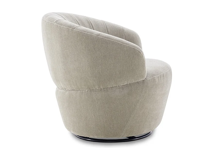 Fauteuil rond pivotant 360° tissu doux microfibre taupe – COROLLA