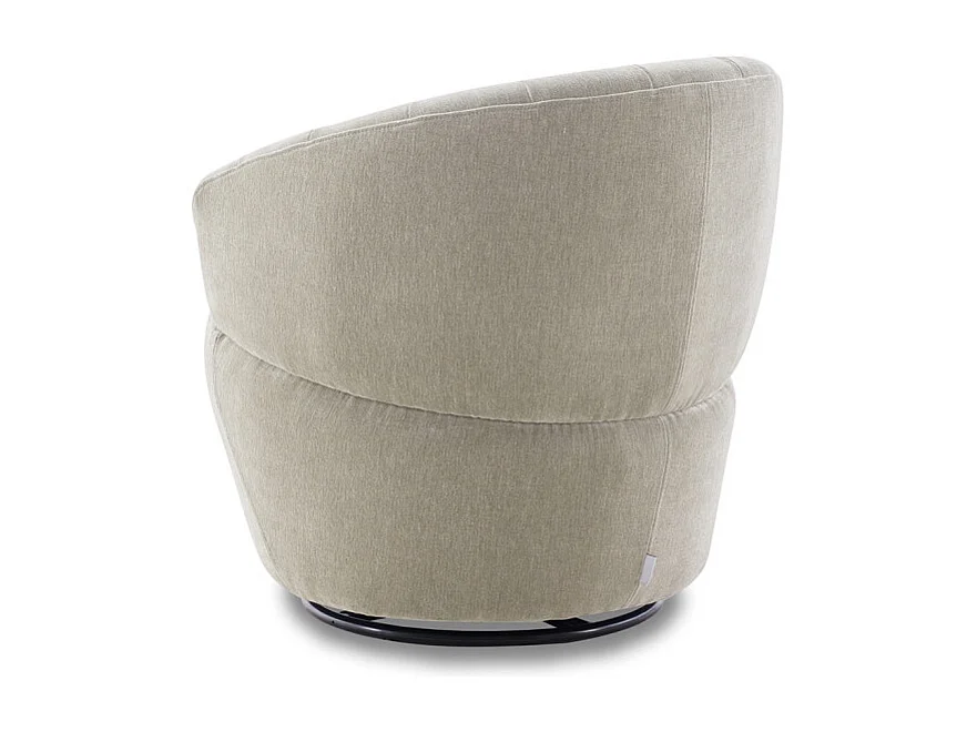 Fauteuil rond pivotant 360° tissu doux microfibre taupe – COROLLA