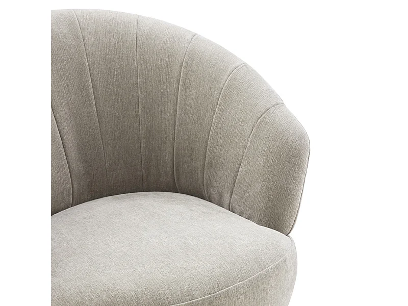 Fauteuil rond pivotant 360° tissu doux microfibre taupe – COROLLA