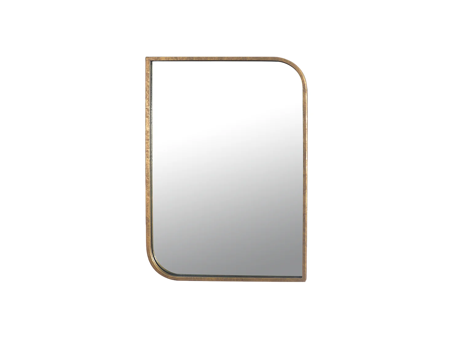 Miroir rectangle coins asymétriques arrondis métal doré 76x56cm