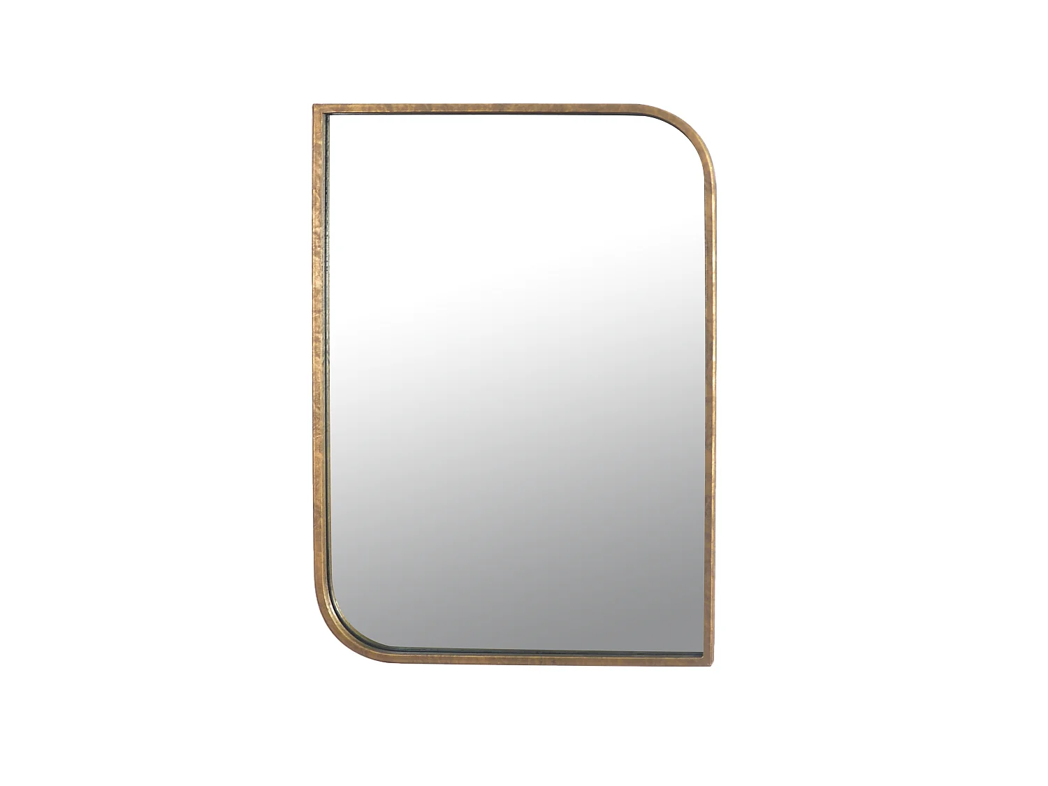 Miroir rectangle coins asymétriques arrondis métal doré 76x56cm